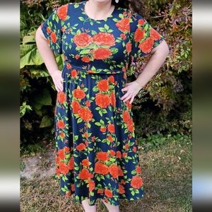 Navy Scarlett Rose Everyday Dress- Nursing